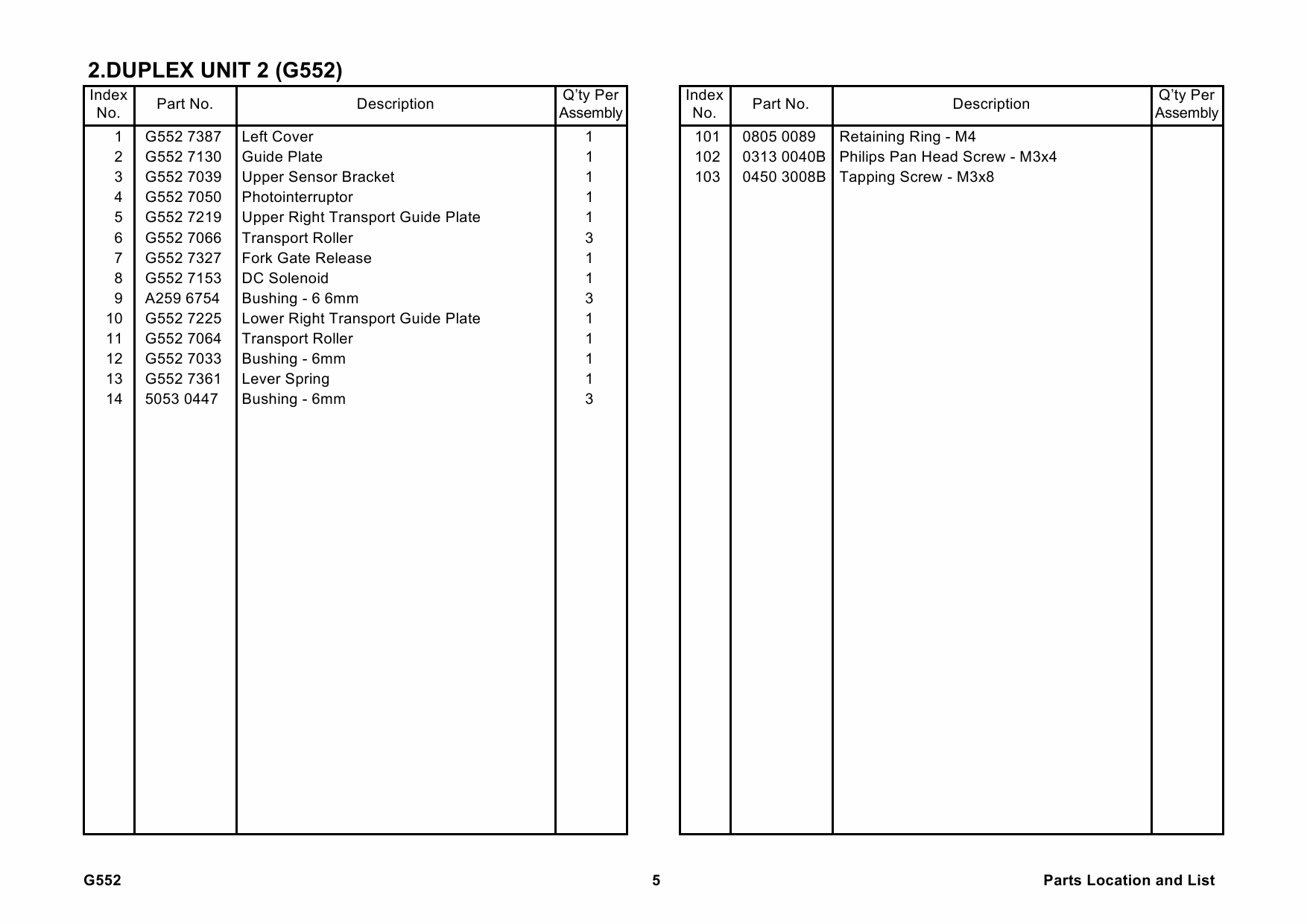 RICOH Options G552 DUPLEX-UNIT Parts Catalog PDF download-3